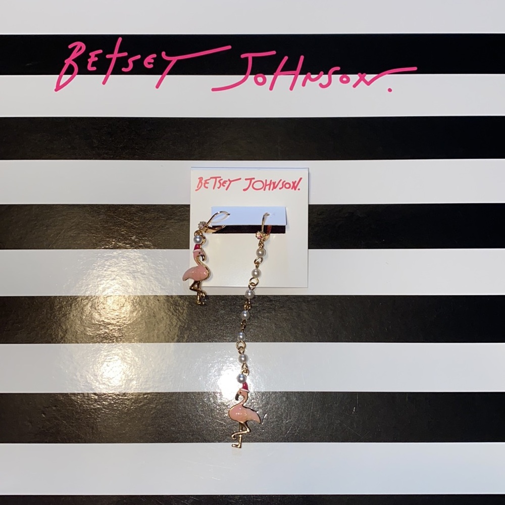 Betsey Johnson Short/Long Flamingo Earrings - Picture 5 of 9